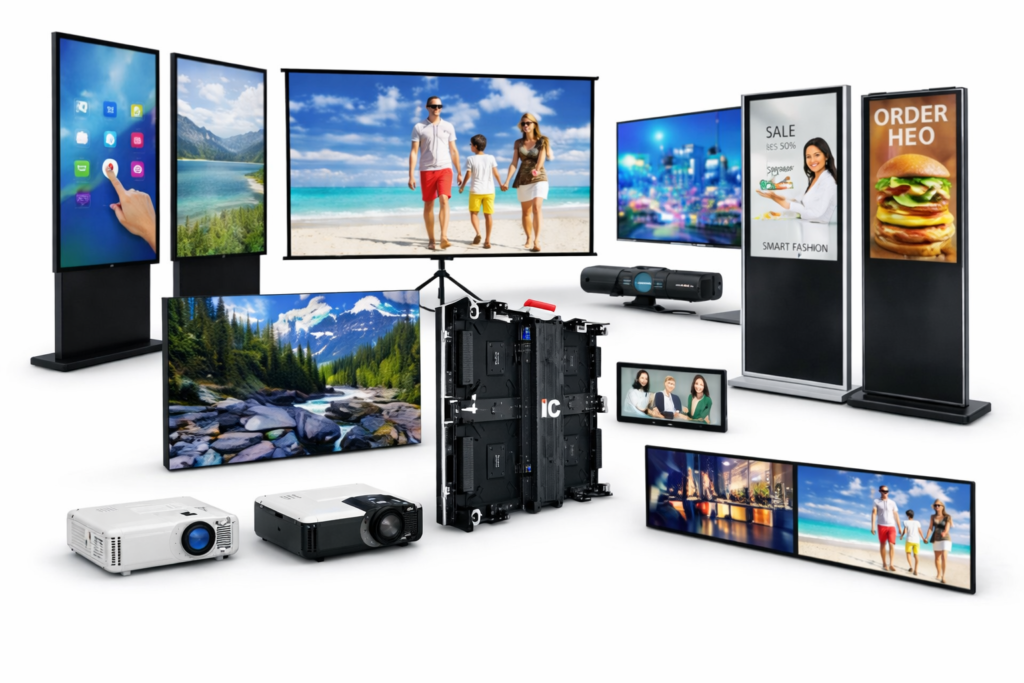 Advanced video solutions setup with a professional audio system, speakers, mixer, and microphones on a clean background