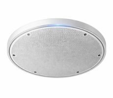 Ceiling speakers installed for hospitality AV solutions in hotel and restaurant spaces