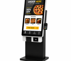 Digital self-service kiosk display for retail AV solutions with interactive touchscreen