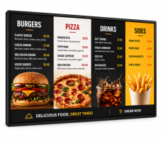 Digital menu board display for retail AV solutions with modern food menu design