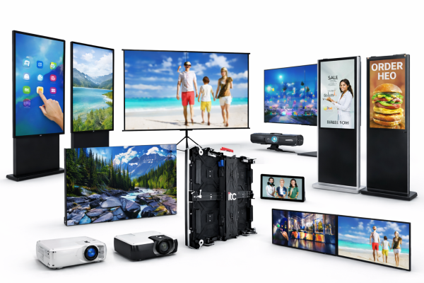 Professional video solutions featuring digital signage, LED video walls, projection systems, and display screens for commercial environments.